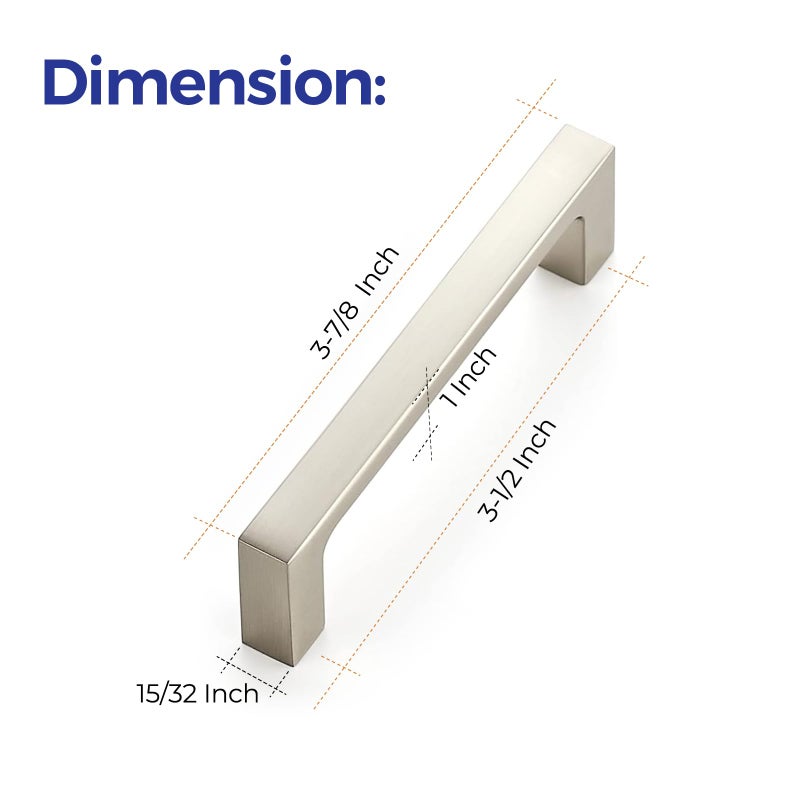 Ravinte 5 Pack Solid 3-1/2 Inch Kitchen Square Cabinet Handles Brushed Nickel Cabinet Pulls Drawer Pulls Kitchen Cabinet Hardware Kitchen Handles - Image 3
